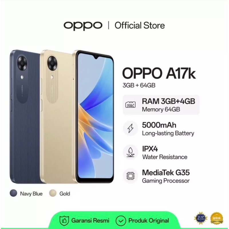 Oppo A17 Ram 4/64 & A17k Ram 3/64 Original 100% Garansi Resmi (New)