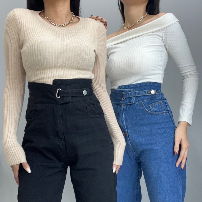 [LUXE.DLABEL]-D46 Jeans |Celana Jeans Highwaist Wanita Import Celana Panjang Jeans Highwaist Wanita Boyfriend Jeans Baggy Jeans Straight Jeans Wanita Murah Import Premium Korea
