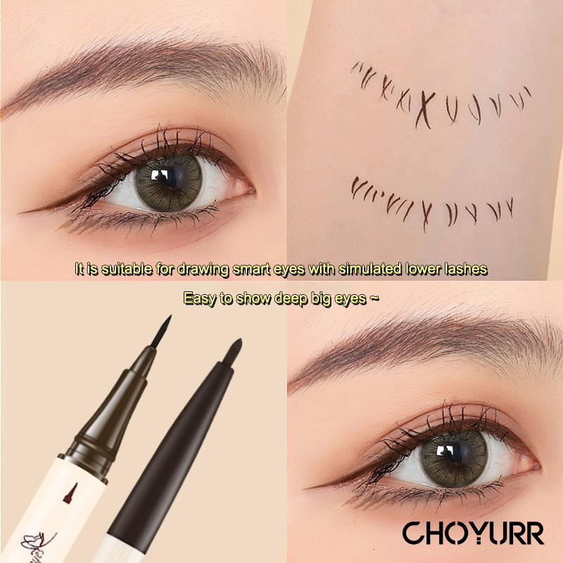 【COD】2 In 1 Lying Silkworm Pen / Eyeliner Brown Black Double Head Waterproof Tahan Lama -CH