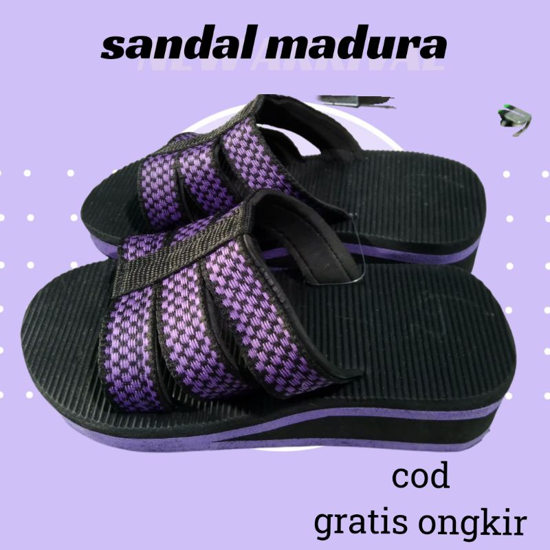 (GROSIR) SANDAL MADURA CEWEK SPON TERKUAT TINGGI 5CM SANDAL WEDGES SANDAL GUNUNG