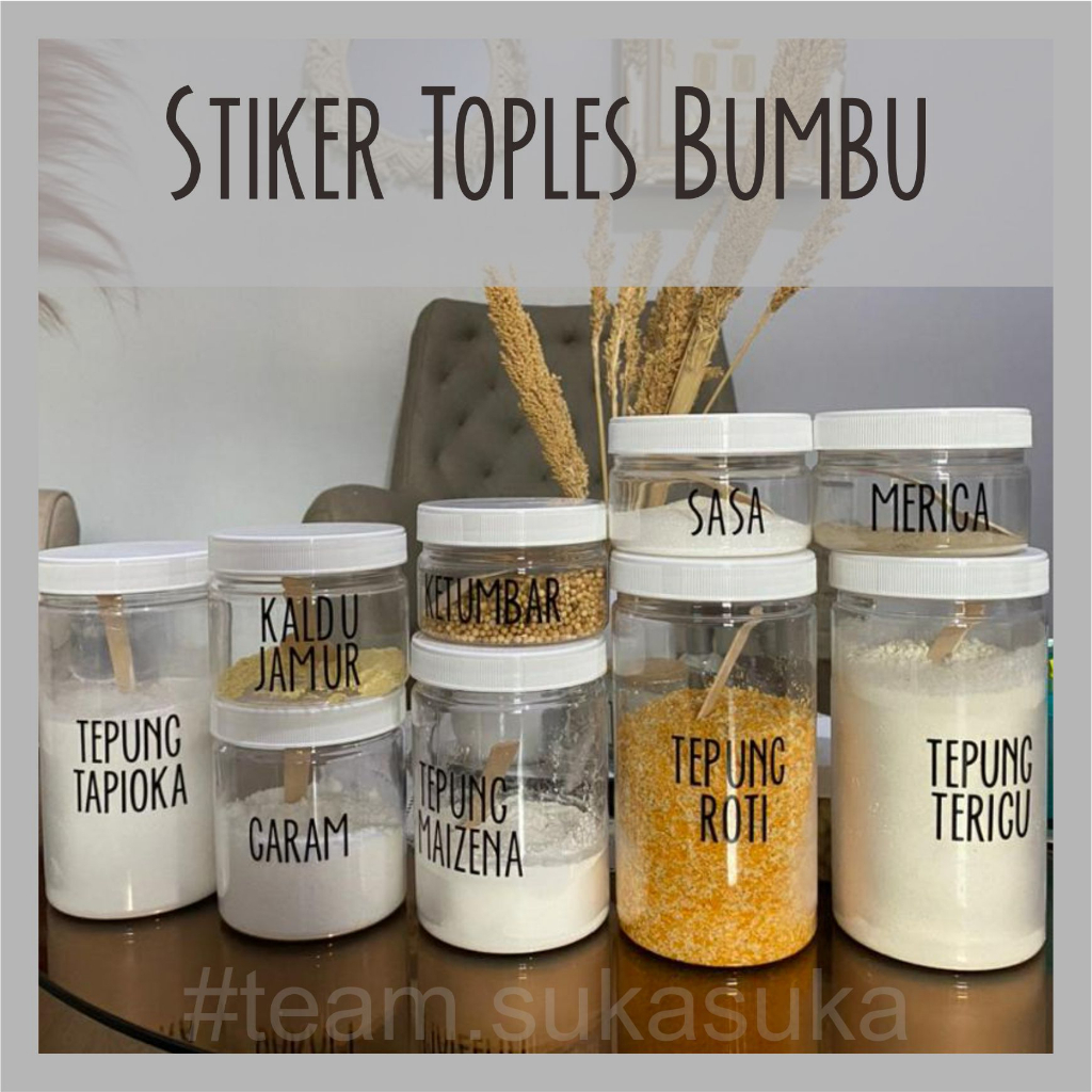 Stiker Toples Nama Bumbu Dapur Estetik Custom Nama Bumbu Sesukanya Tahan Air Waterproof
