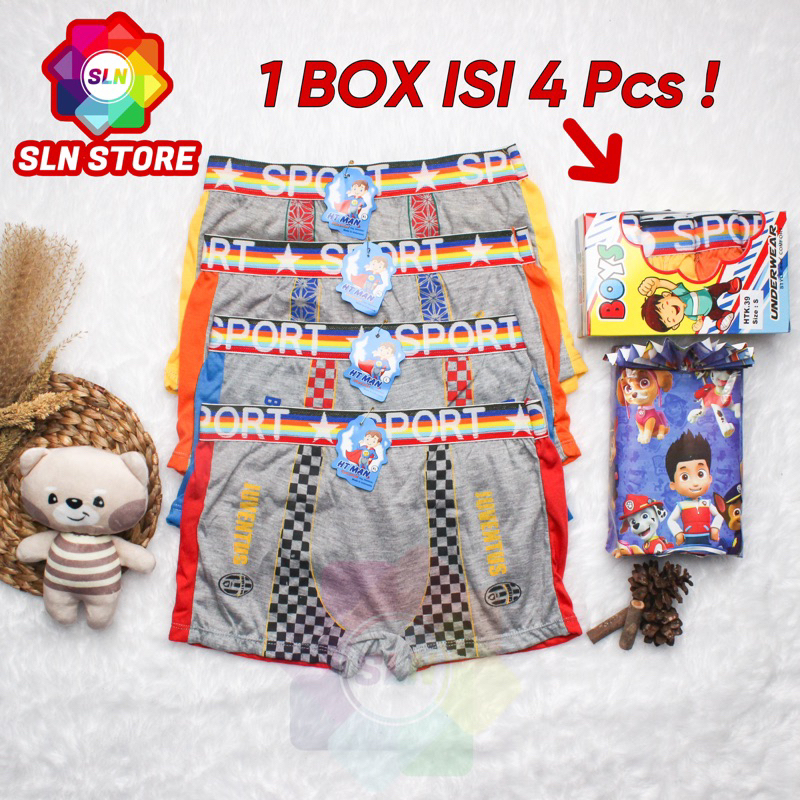 (4Pcs) CELANA BOXER ANAK HT KIDS SPORT BOX ISI 4pcs CELANA DALAM HTK-59 HT MAN