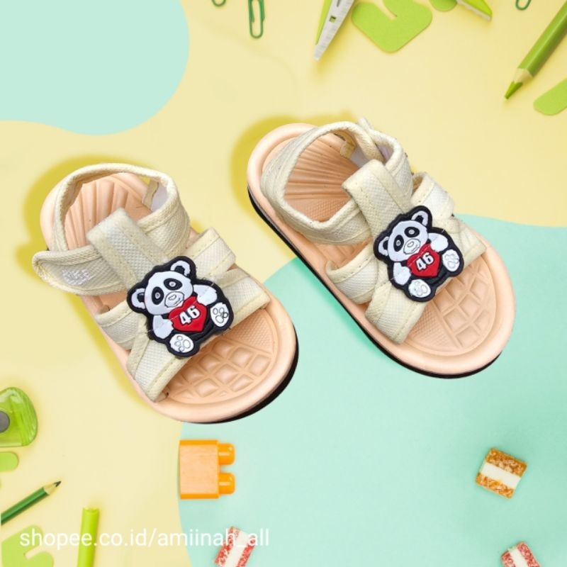 Sepatu Sandal Anak Bayi Laki - Laki Perempuan Tali Amrela Karakter Bear46 Bayar Ditempat