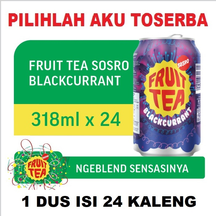 Fruit Tea Sosro BLACKCURRANT KALENG 318 ml - ( HARGA 1 DUS ISI 24 )