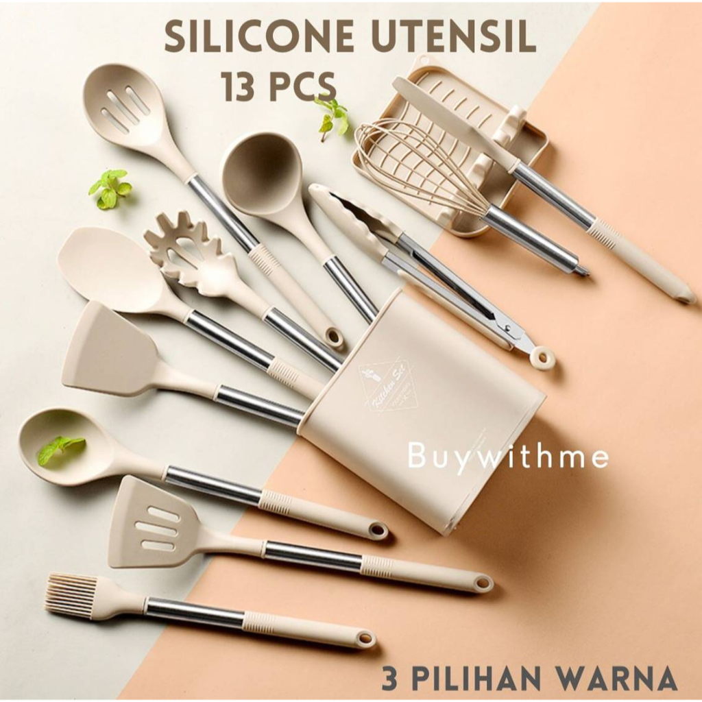 Silicone Utensil Set 13Pcs / PREMIUM Utensil Bucket Silicone Set /Spatula Sutil Silikon Set 13Pcs Fu
