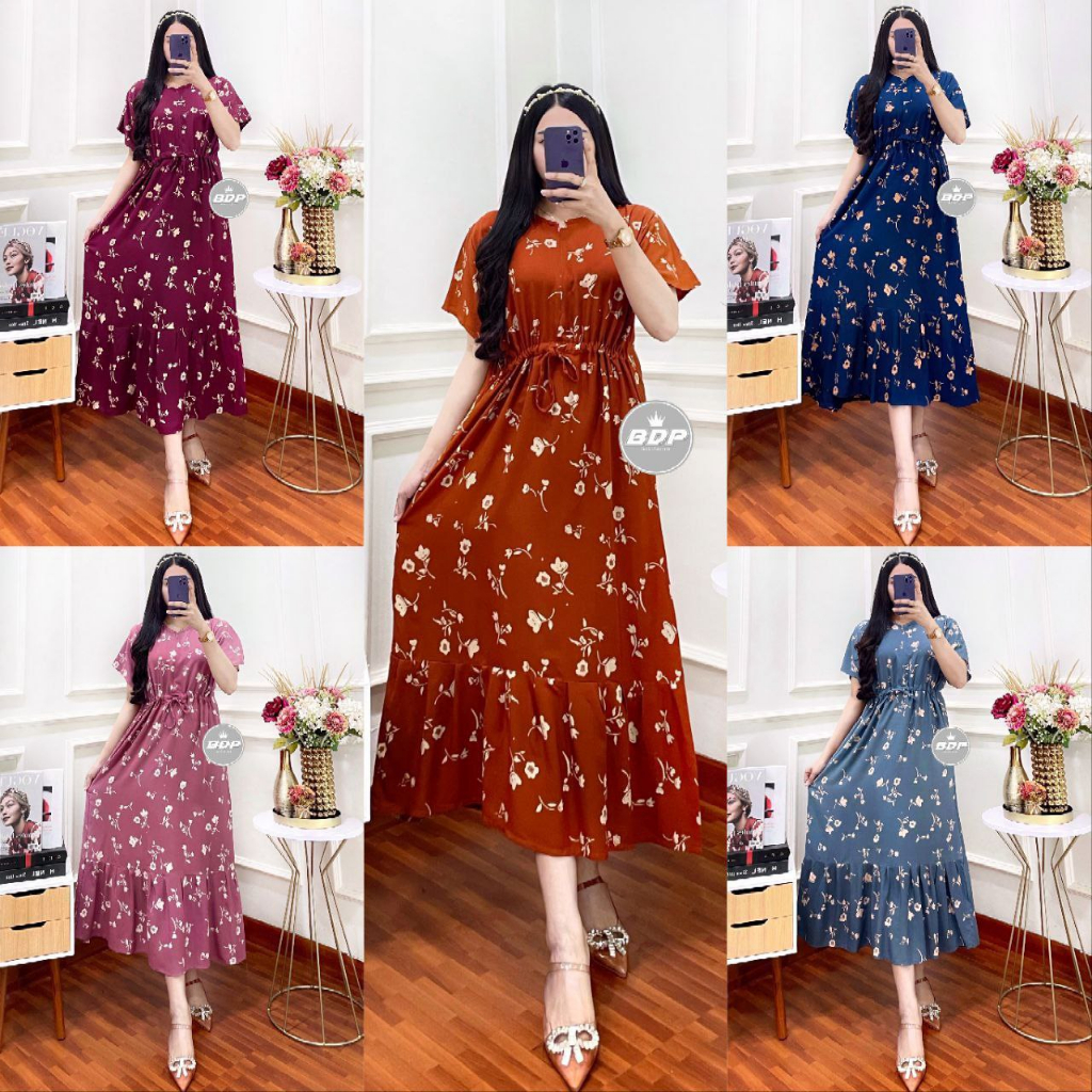 Pasarturi - Daster wanita Panjang Rayon Grade A Busui Resleting Depan | Daster chibi Terbaru | Daster kekinian | Daster Viral 02