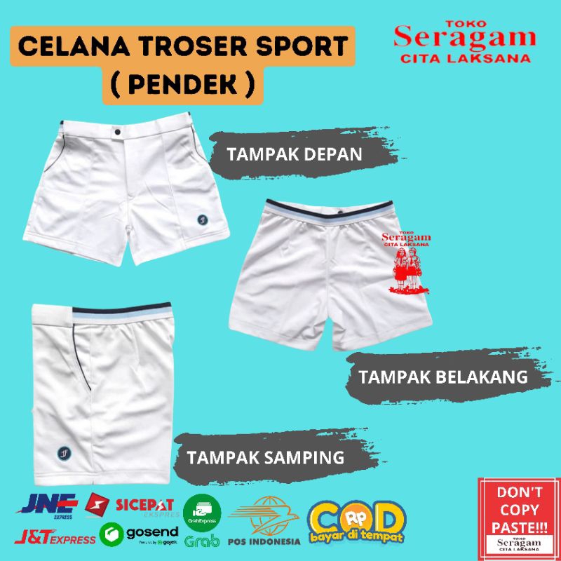 Celana Troser Sport Pendek Pria / Celana Tes Akademi Polisi / TNI / ABRI / Celana Pendek Olahraga Pria / badminton / Tenis