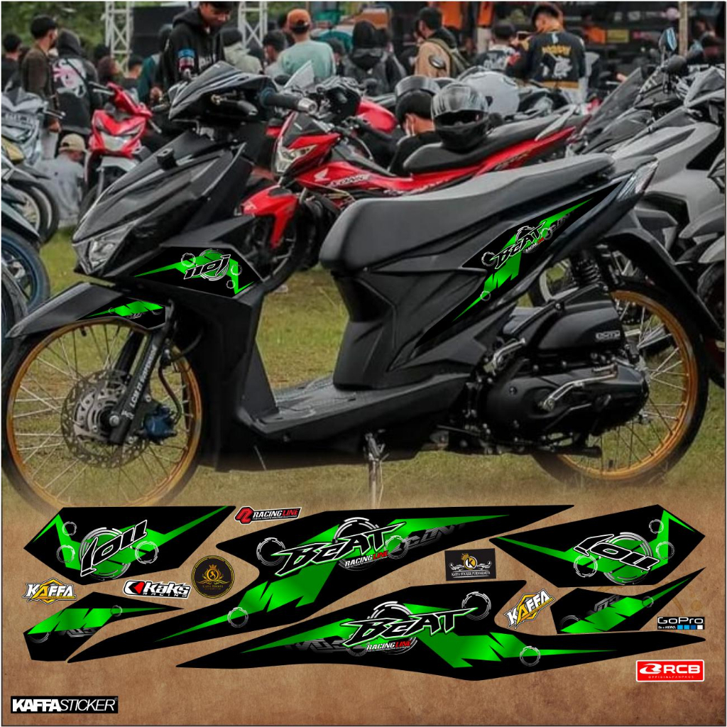 Stiker Striping Variasi Beat Deluxe New - Striping Motor Beat Deluxe New Design Style Polet Hijau