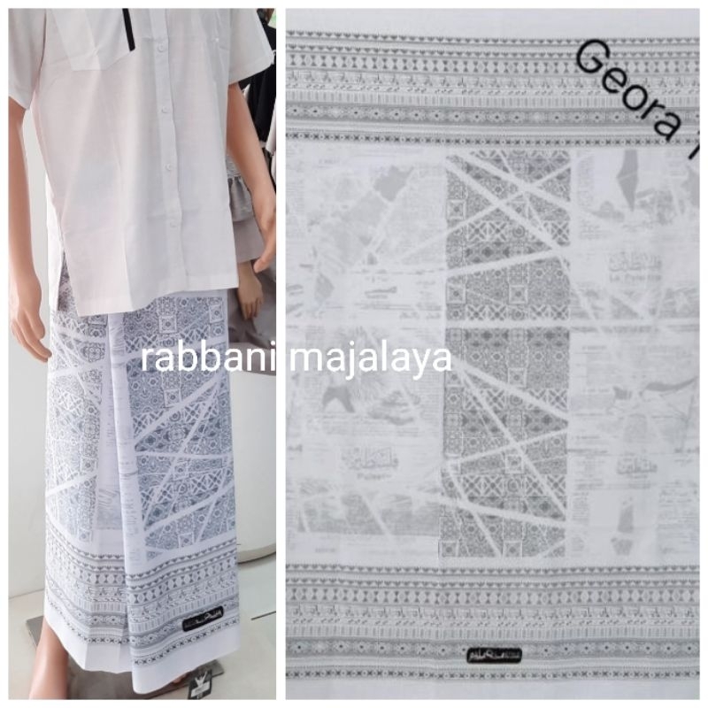 sarung geora 1 putih - sarung putih dewasa - sarung santri putih polos agak motif sedikit - sarung r