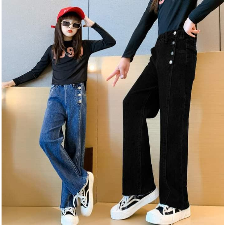 Celana Panjang Jeans Anak Remaja Cewek Impor Hitam, Biru