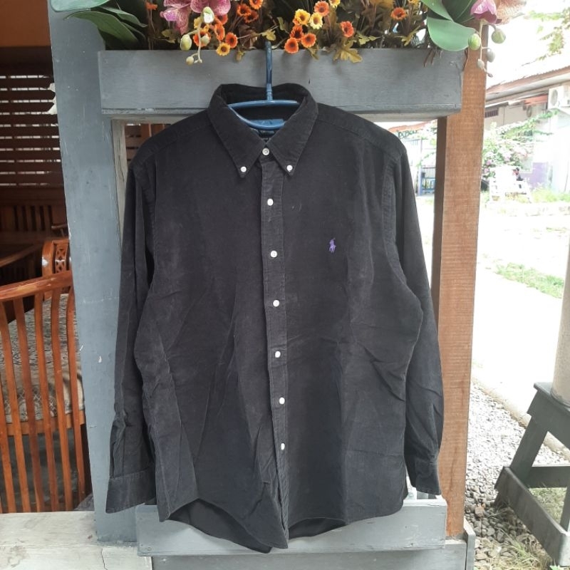 kemeja courduroy hitam polo ralph lauren second