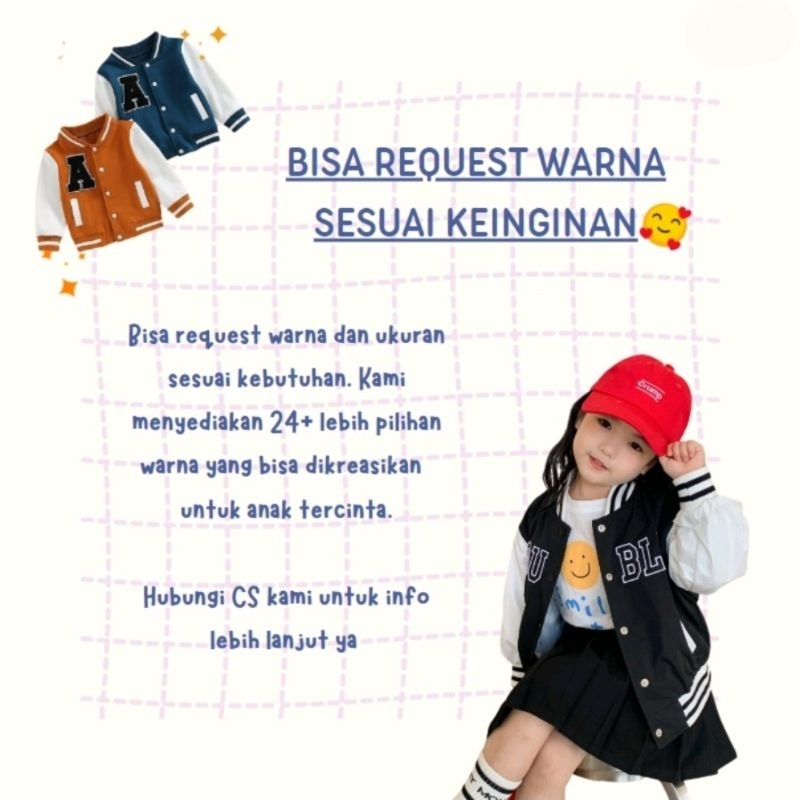 Jaket Varsity Anak LA Baseball Kids Unisex (0.5th - 18th) Jaket Bomber Kancing GIRL BOY 1 2 3 4 5 6 7 8 9 10 11 12 13 14 15 16 17 18 Tahun FLeece Unisex Jacket KIDS Mix Kombinasi 2 Warna Two Tone Street Style Hip HOP Korean Style Denim Hitam Putih Biru