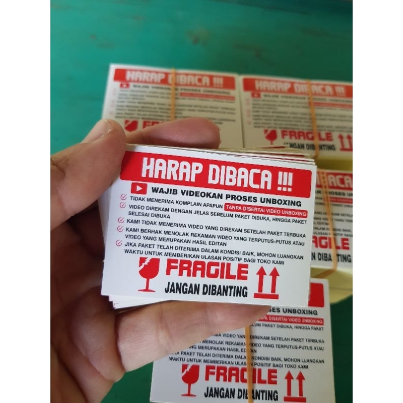 

500 pcs stiker label wajib video unboxing 7x5cm (isi 500 pcs)