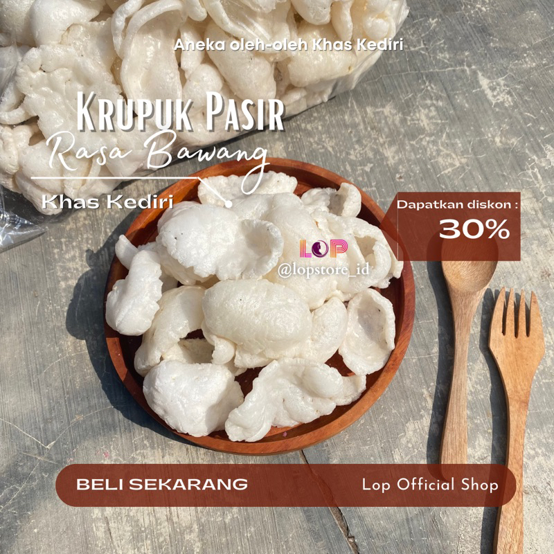 

Kerupuk Pasir Rasa Bawang/Opak Upel Goreng Pasur Khas Kediri