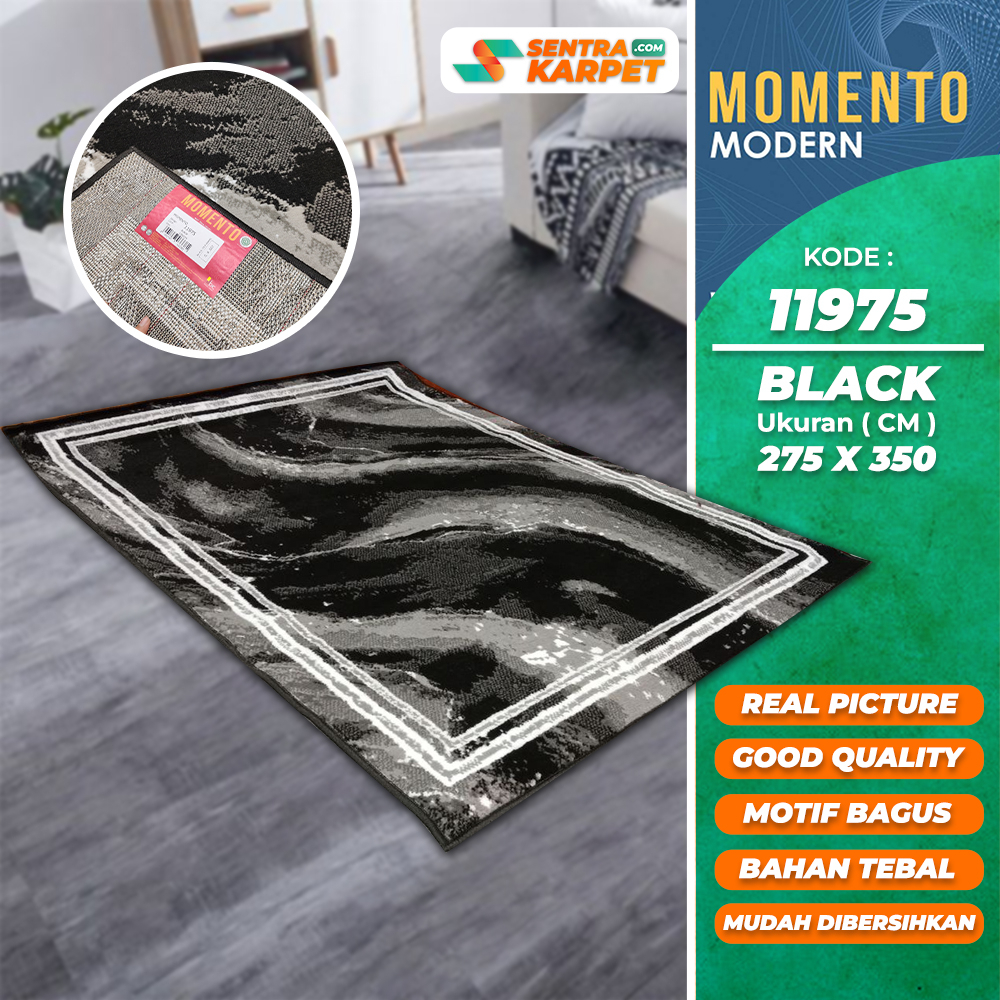 Karpet Rumah permadani - momento 11975 black | Ukuran : 275 x 350 | Pusat Grosir Karpet | Sentra Kar