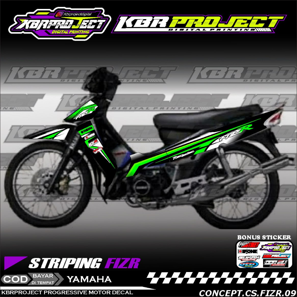 FIZ R STIKER STRIPING MOTOR KEREN LIS VARIASI MOTOR YAMAHA RACING 09 HOLOGRAM TRANSPARAN BISA COD