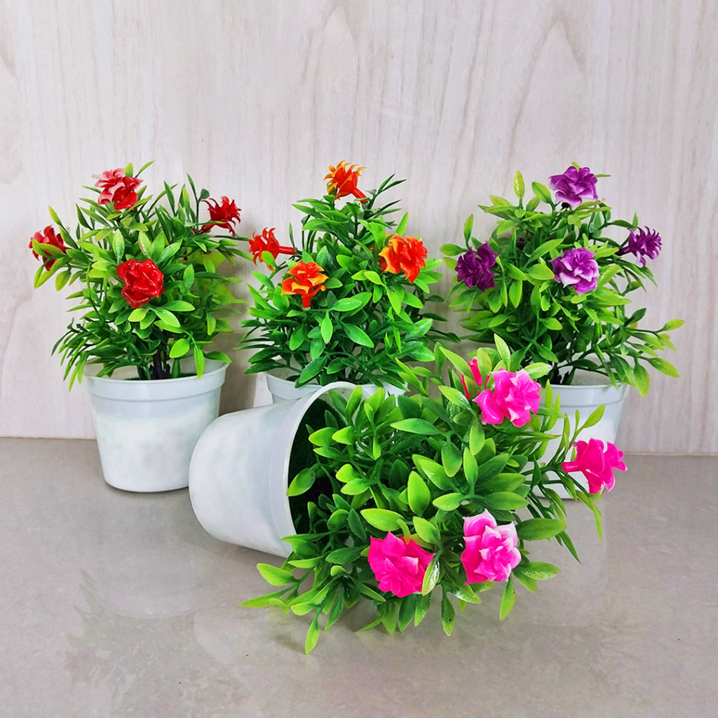 Pot Tanaman Bunga Hias Mini Dekorasi Meja Ruangan Kantor Rumah Ornamen Artificial Flowers PBP16