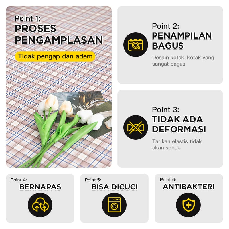 COD Sprei Set sarung Set motif kotak perlengkapan kamar tidur 160X200X25CM Sprei motif kotak / sprei aesthetic korea series/sprei Emily motif kotak kotak