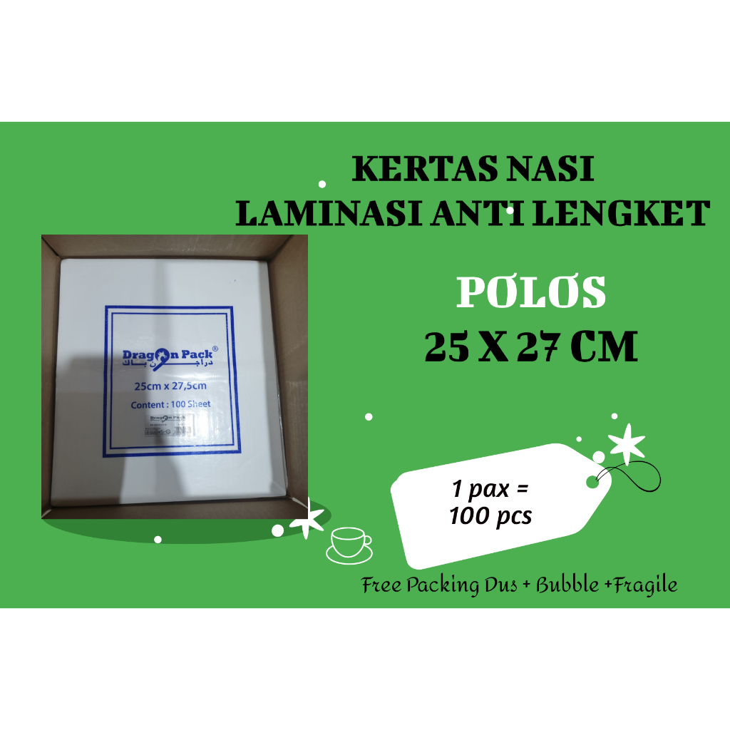 

Kertas Nasi Wrap Paper POLOS isi 100 pcs ukuran 25 x 27 dan 30 x 30 cm