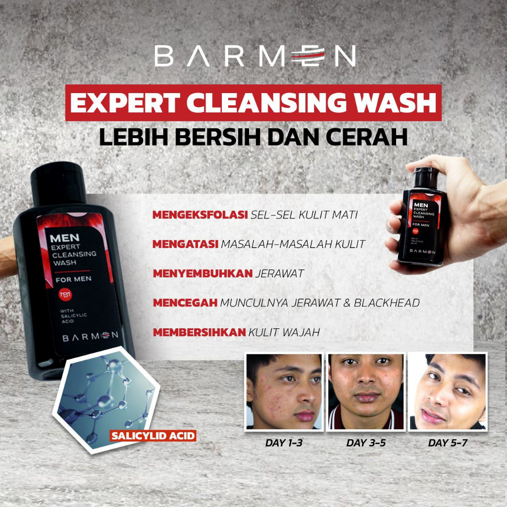 BARMEN Paket Complete Series - Lip Serum, Cleansing Wash, Acne Serum and Sunscreen Spray