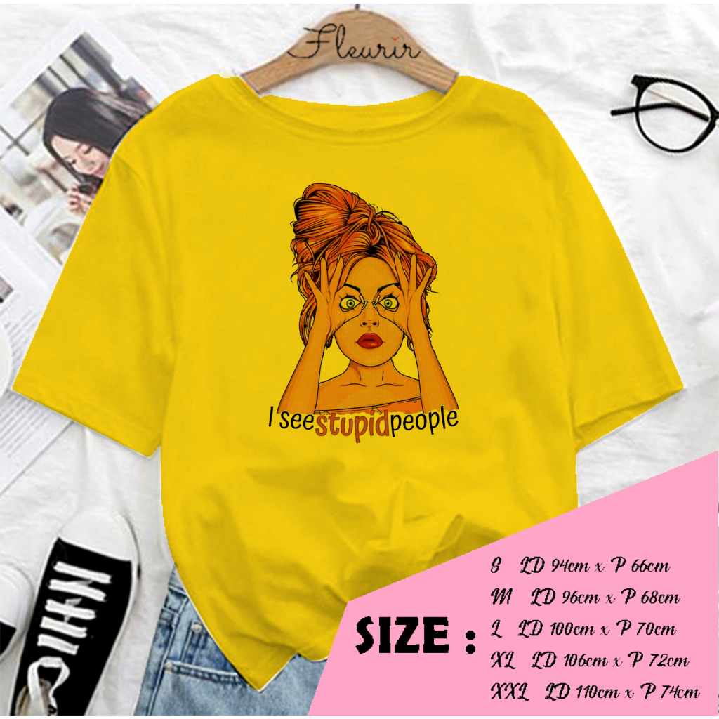 FLEURIR - COD KAOS WANITA PRIA REMAJA DEWASA UNISEX TSHIRT JUMBO OOTD LENGAN PENDEK OVERSIZE SEE STUPID