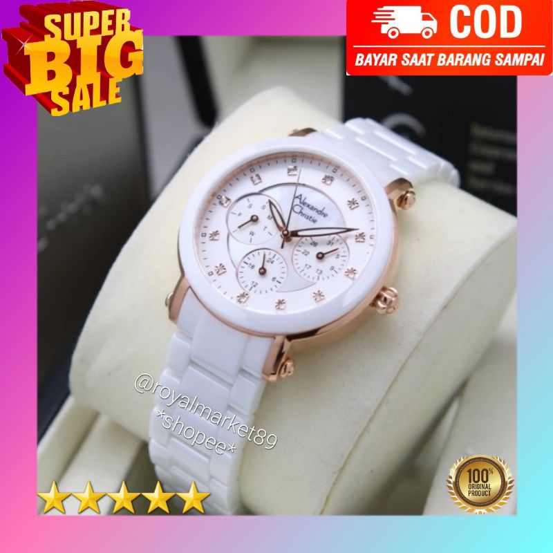 [PILIHAN WARNA LAIN GESER FOTONYA] ORI JAM TANGAN WANITA ALEXANDRE CHRISTIE ANALOG KERAMIK STRAP ARL
