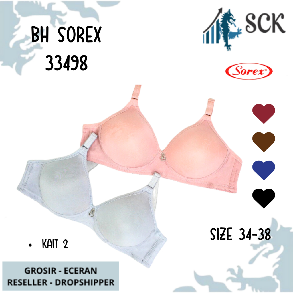 BH SOREX 33498 Tanpa Kawat Busa Tipis Polos CUP A-B / Pakaian Dalam Wanita