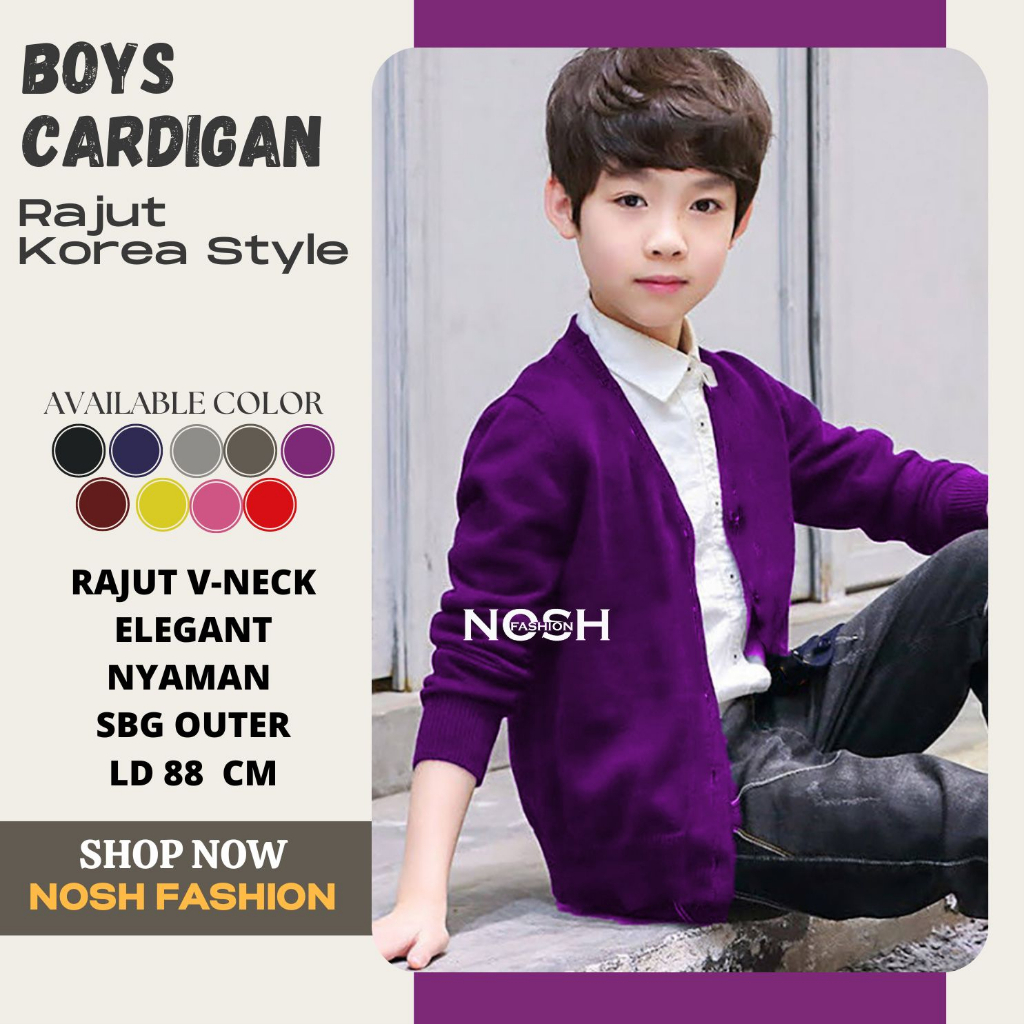 Cardigan Rajut Anak Cowok Remaja Teens Vneck - NOSH