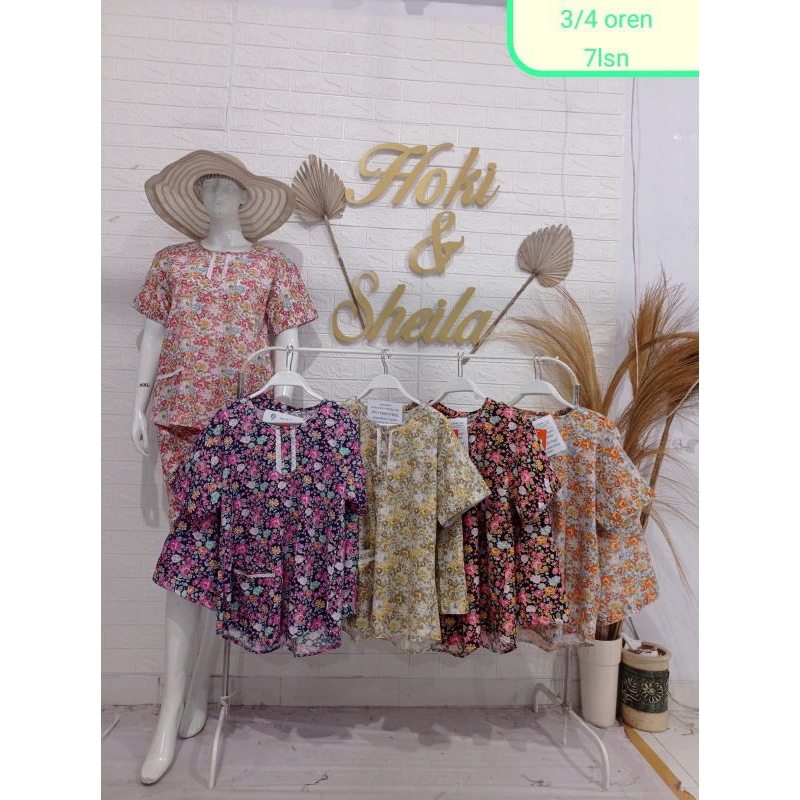 HOKI & SHEILA - HOKI STANDAR DAN JUMBO 3/4 label orange ld 106 DAN Ld 120/ baju tidur piyama / Piyam