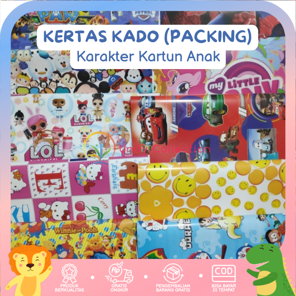 

Kertas Kado Karakter Kartun Anak Lucu dan Menarik (Packing)