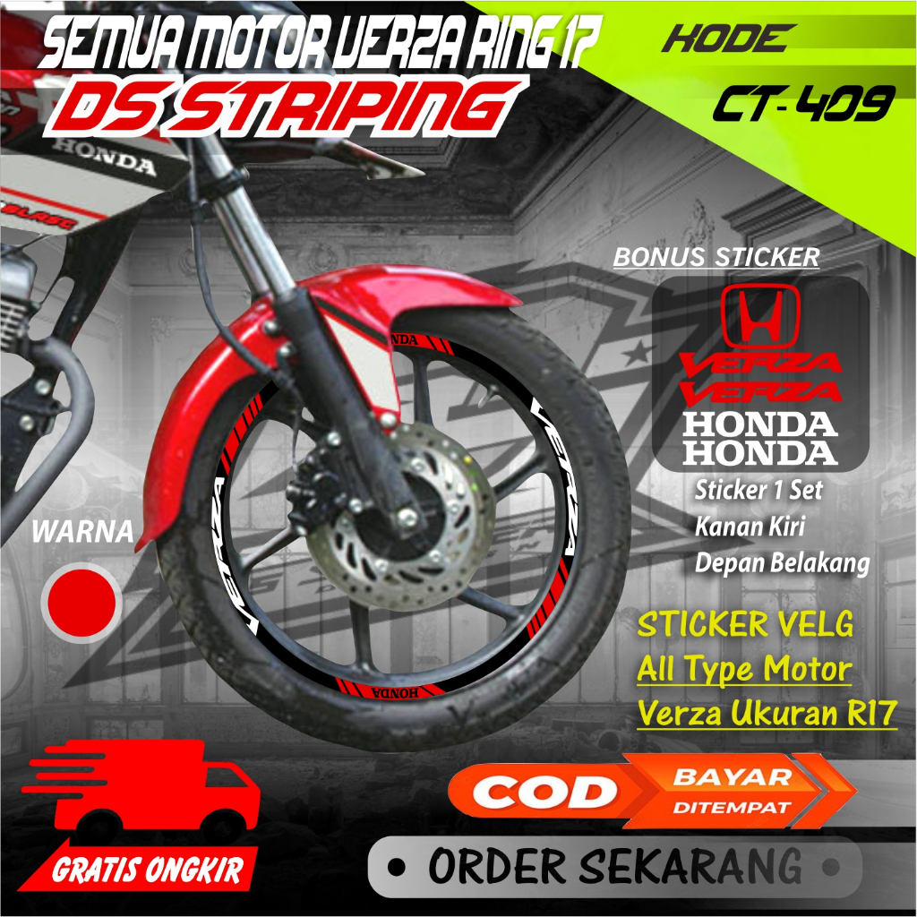 Ct-409 Stiker Cutting Variasi Pelek motor Verza Ring 17