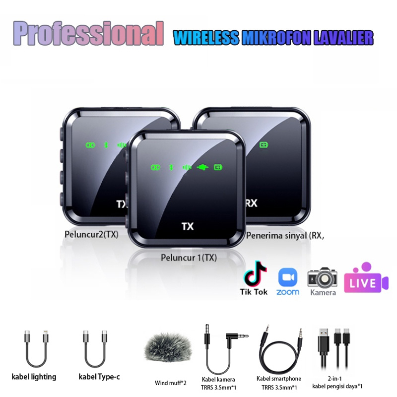 Mic Wireless Clip On Professional mic Zoom Youtube Vlog Live Lavalier Mic clip on mikrofon mic karao