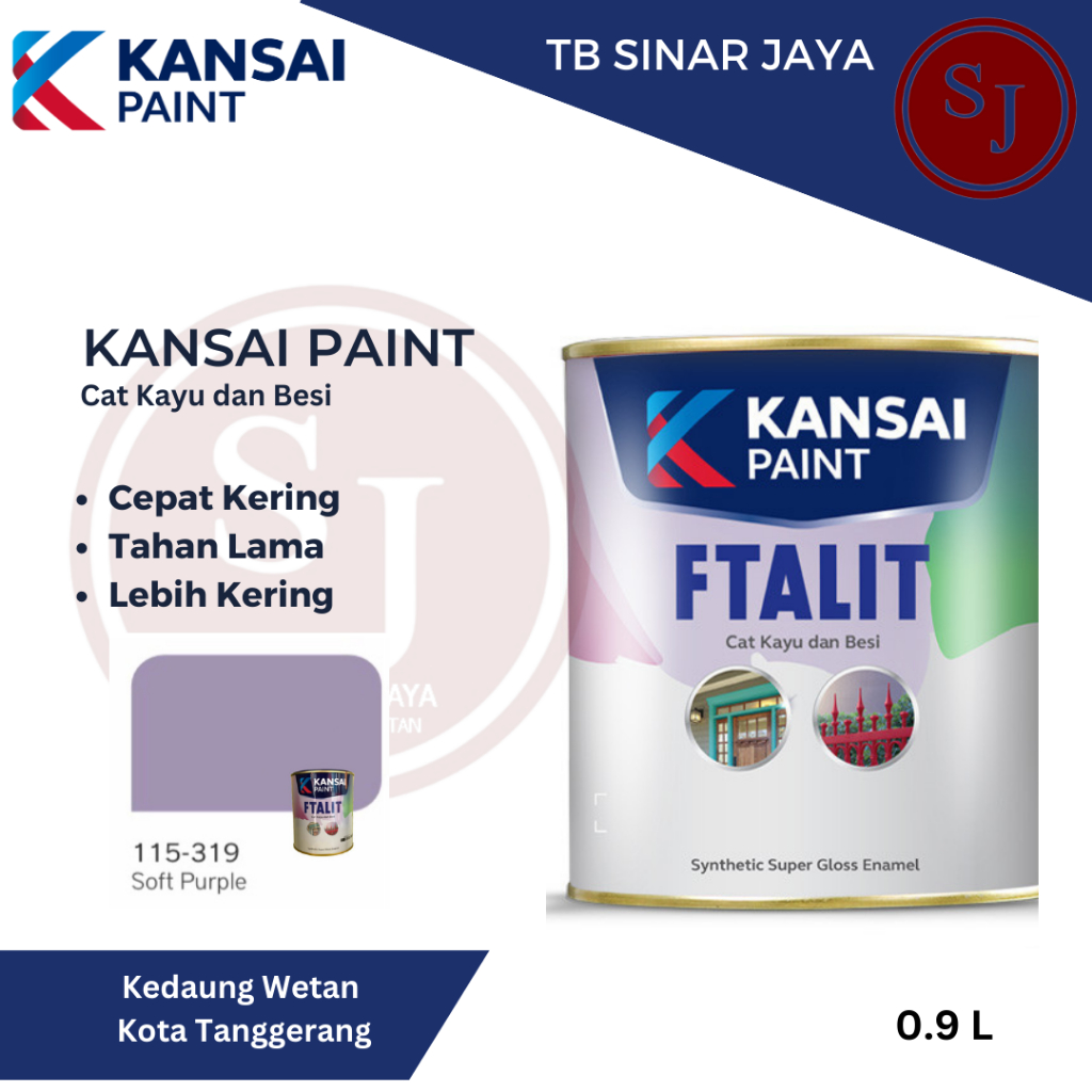 Cat Kayu dan Besi Kansai Paint FTALIT Warna Glos 1kg 115 - 319 Soft Purple