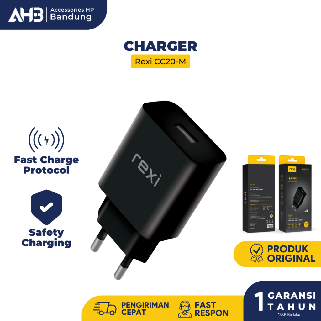 Charger for Android Micro USB Fast Charging 2A Bonus Kabel Data - Charger Rexi CC20-M Garansi Resmi 