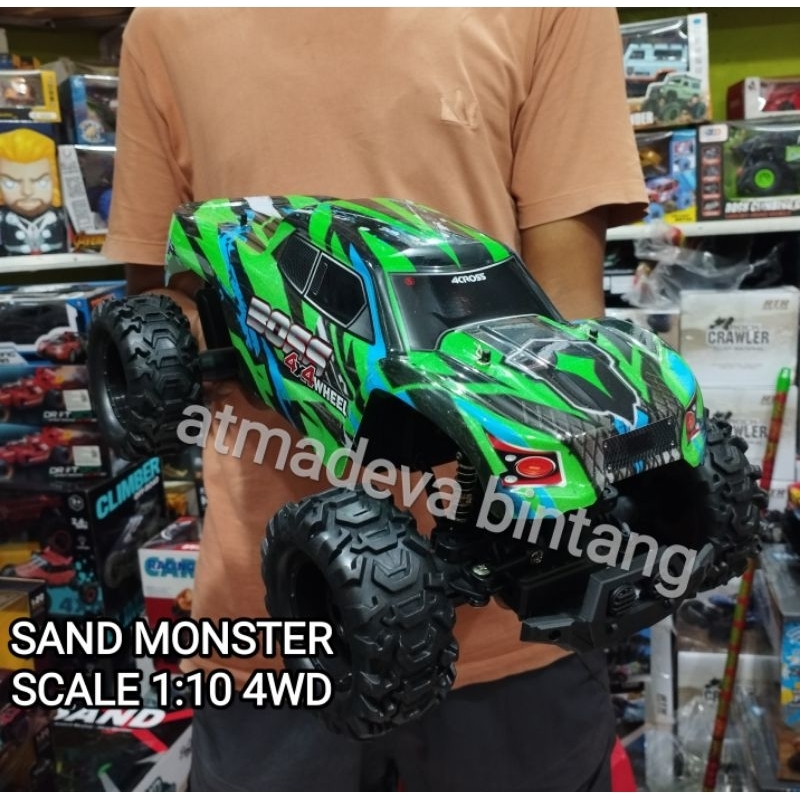 MOBIL REMOTE RC OFFROAD SAND MONSTER UKURAN BESAR 4WD SCALE 1:10 BATRE CASH SIGNAL 2.4GHZ SIAP BUAT LOMBA COCOK BUAT KADO BUAH HATI MAINAN KOLEKSI KELUARGA