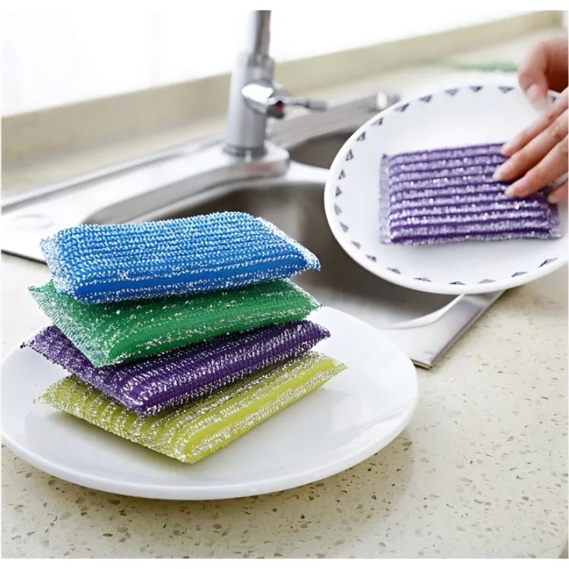 Sponge Cuci Piring Metalik Warna Warni Spon Sabut Jaring Dishwashing