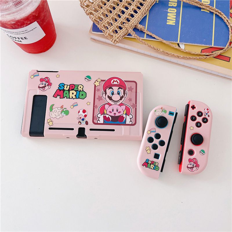 Case Nintendo Switch OLED v2 v1 Casing Super Mario Bros Soft Pink