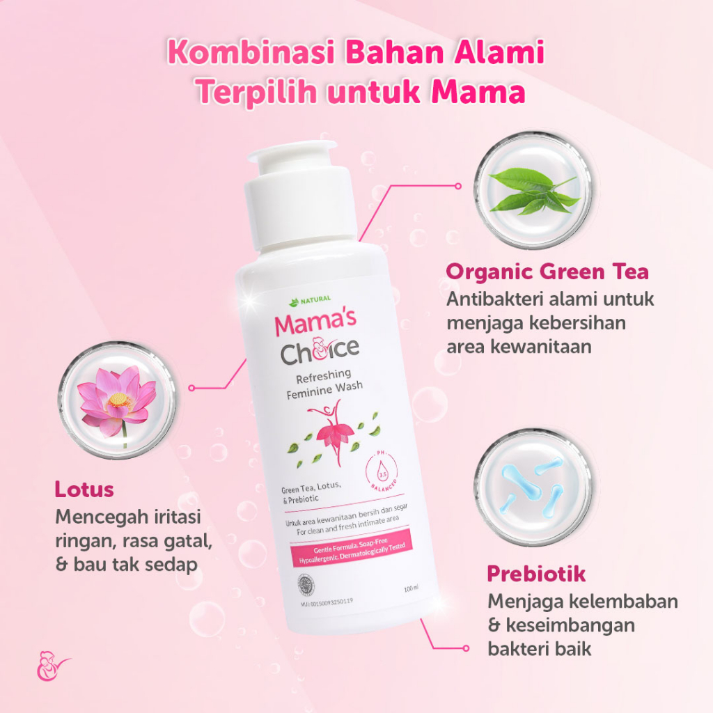 Mama's Choice Refreshing Feminine Wash 100ml / Mamas Choice Pembersih Kewanitaan / Mama Choice Feminine Hygiene Intimate Wash bebas sabun aman untuk ibu hamil dan Menyusui