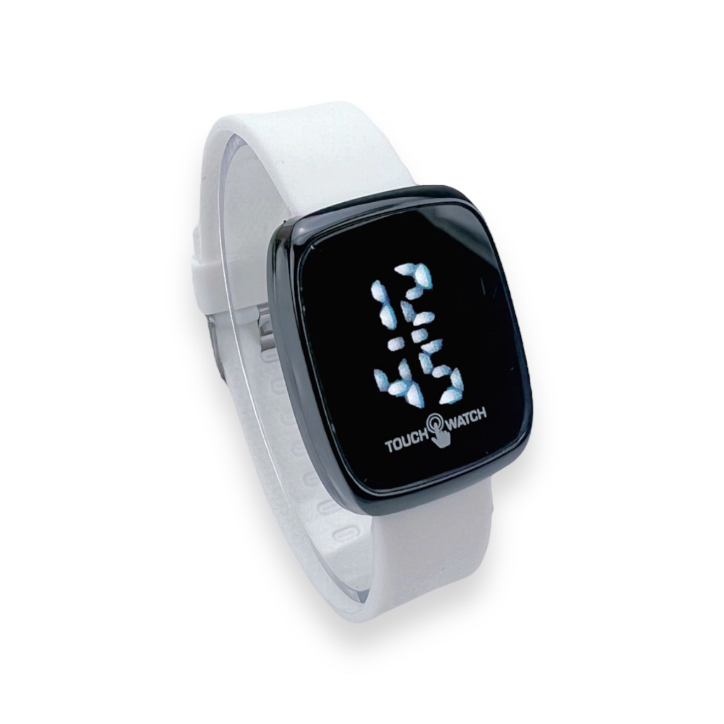 COD✅ Jam Tangan Digital Wanita Pria Watch LED Rubber Elektronik Touch Screen Harga Murah    S1201-S1280-Putih