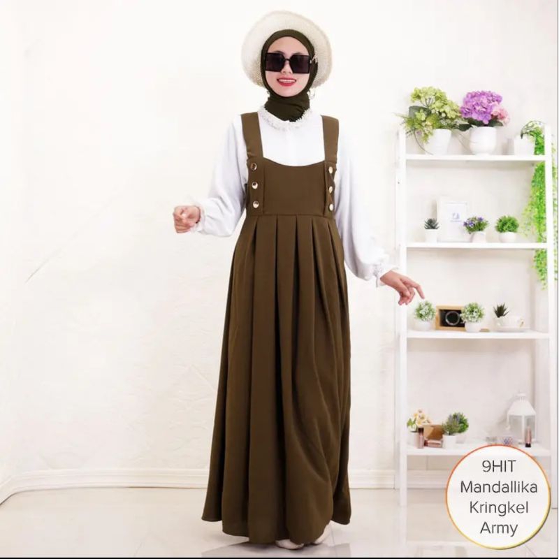 Overall Dress Mandallika_ Cringkle Airflow Bisa COD ( ORI)