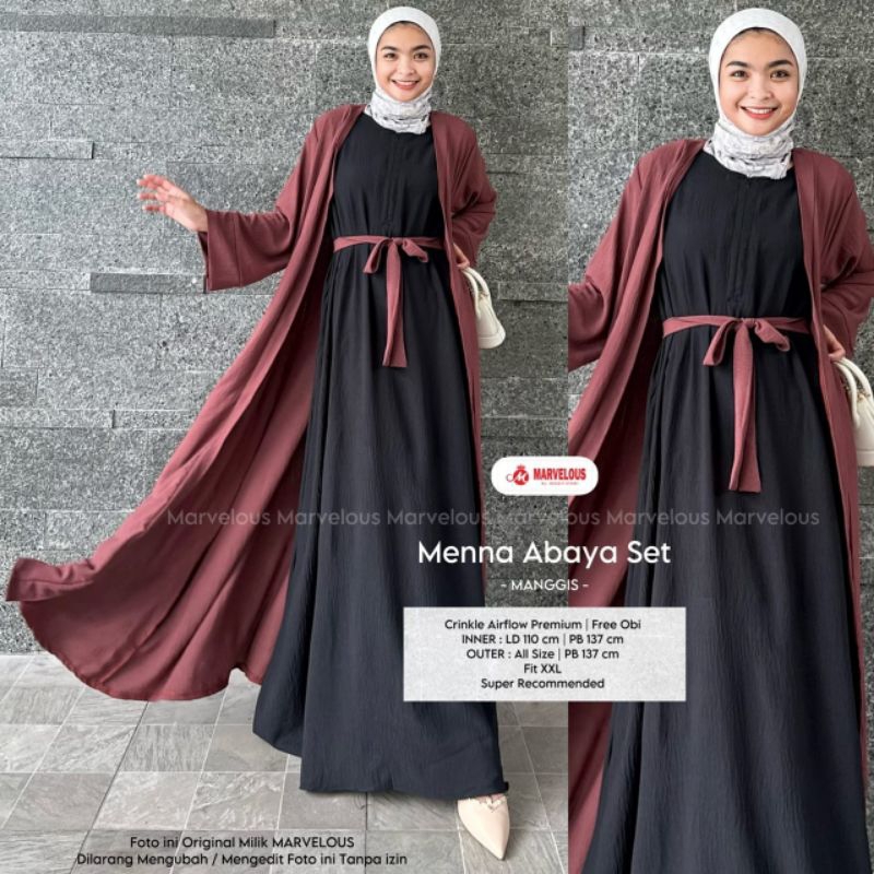 MENNA ABAYA SET BY MARVELOUS / SET GAMIS POLOS MUSLIMAH / Dress set wanita