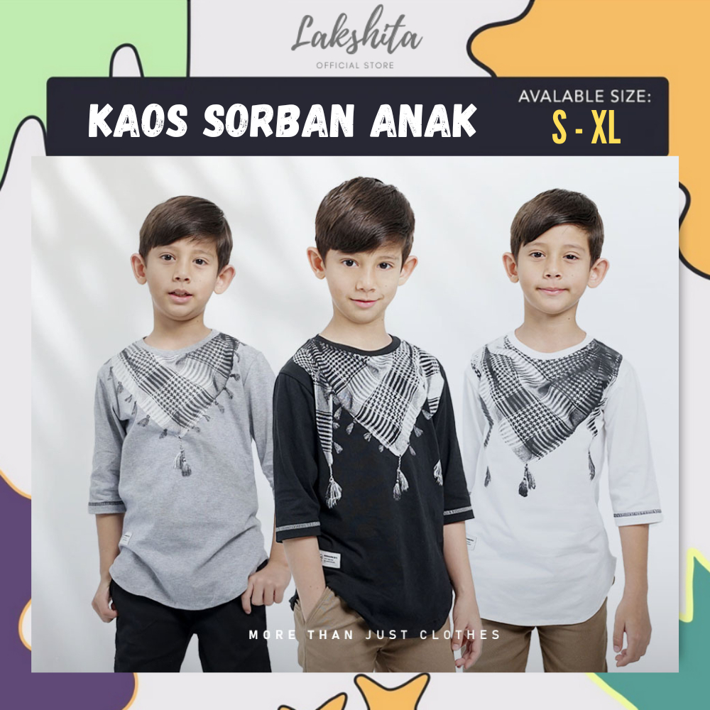 AMMARKIDS KAOS ANAK LAKI LAKI LENGAN 3/4 MOTIF SORBAN MUSLIM/KAOS LEBARAN ANAK BERNUANSA ISLAM BERBAGAI WARNA ORIGINAL MERK KIDS AMMAR KIDS TERBARU MURAH BERKUALITAS