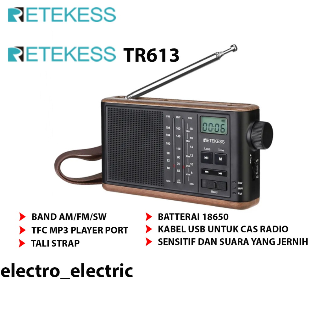 Radio Retekess TR 613 FM AM SW MP3 PLAYER PORTABLE