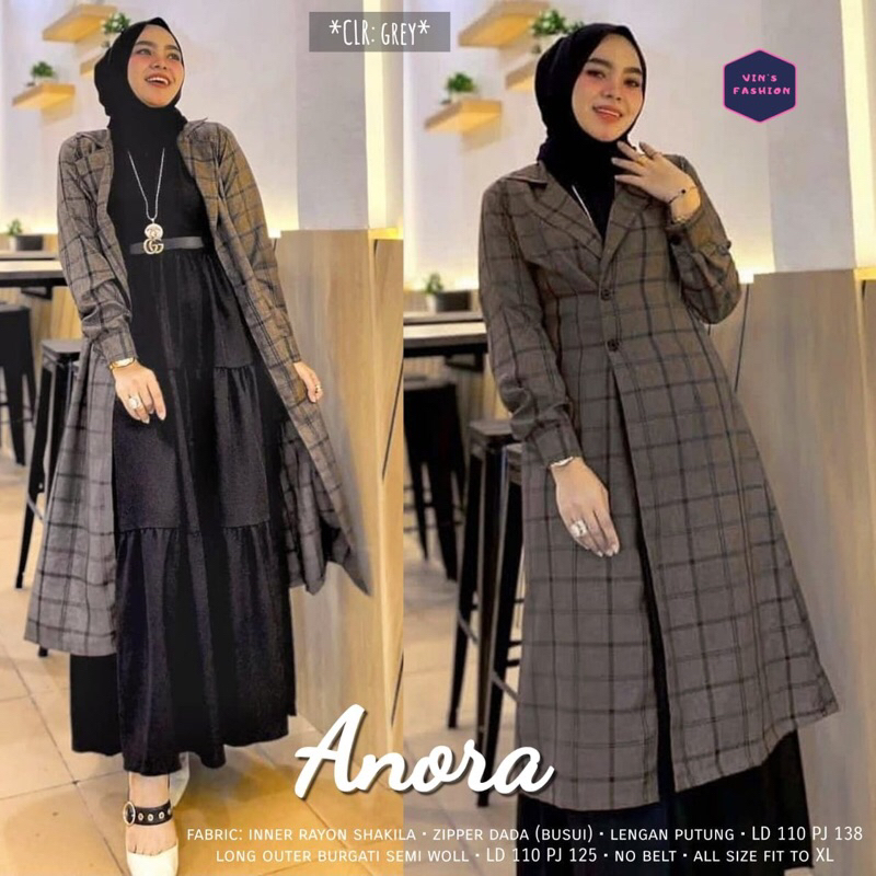 Anora Set Rayon Viscose Dress Mix Outer Long Cardi Burgati Semi Woll Original