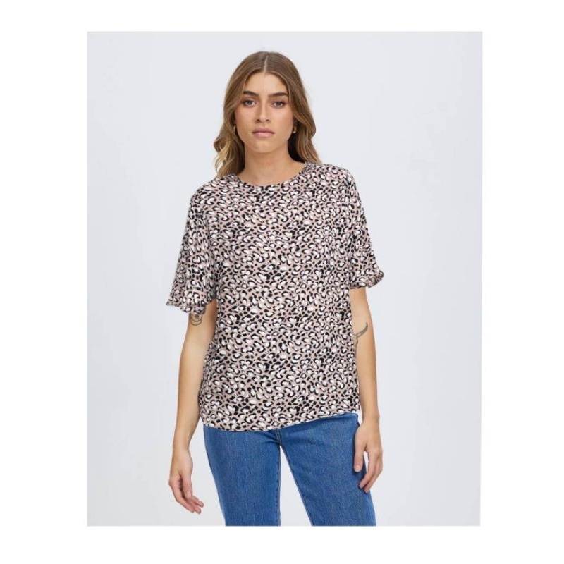 Anko basic animal full print short sleeve blouse