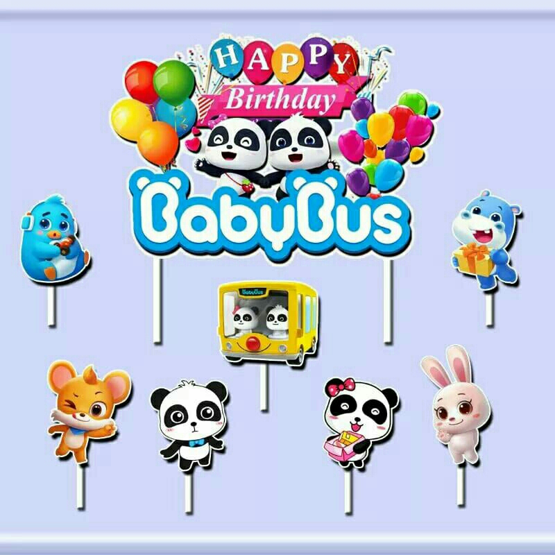 hiasan nasi tumpeng cake topper hiasan kue ulang tahun karakter Baby bus babybus