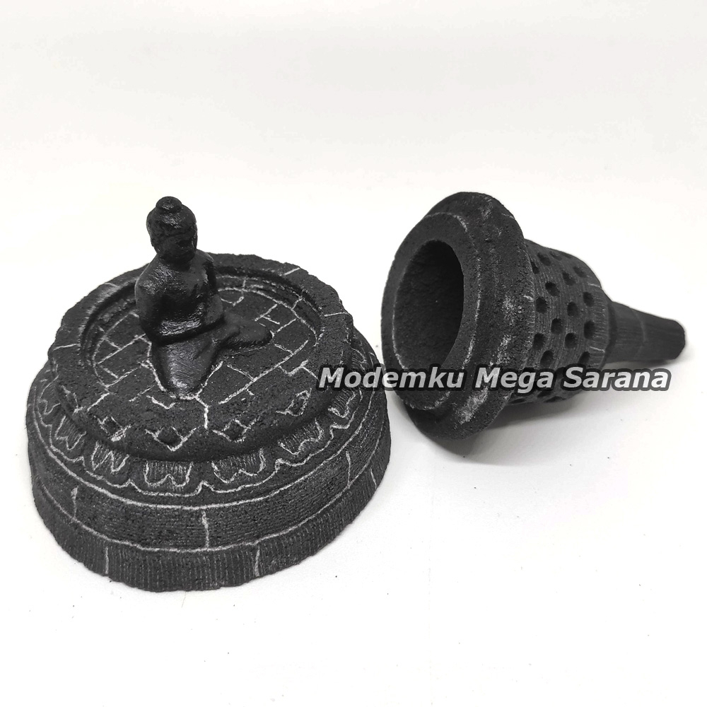 Miniatur Stupa Candi Borobudur Patung Budha - Buka Tutup M - 8x8x11 cm