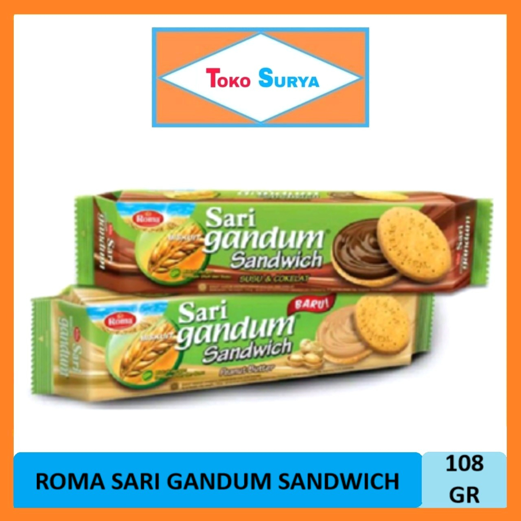 

Roma Sari Gandum Sandwich Susu Cokelat/Peanut Butter 108 Gr (Pcs)