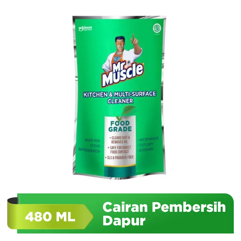 MR MUSCLE PEMBERSIH DAPUR FOOD GRADE MULTI SURFACE CLEANER 480 ML REFILL