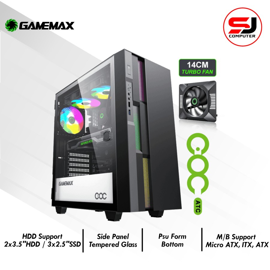 CASE PC GAMEMAX BRUFEN C3 BLACK TEMPERED GLASS ARGB COC ATX